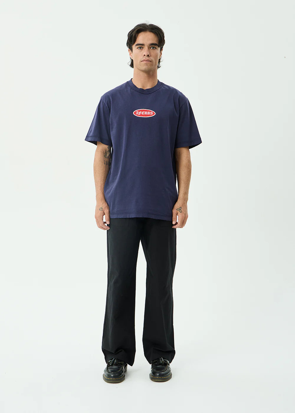 AFENDS Mens Supply - Retro Tee - Washed Deep Sea