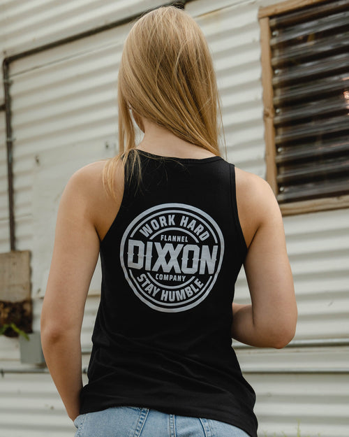 Women's White Nuevo Corpo Flowy Tank - Black