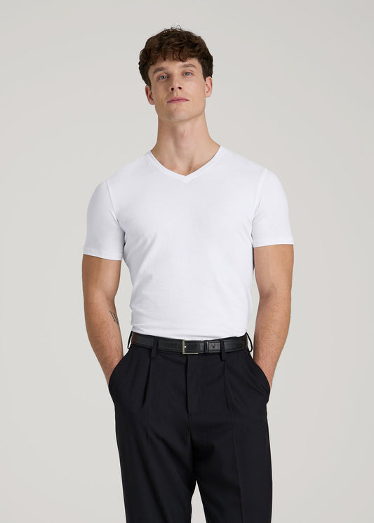 The Essential Slim Fit V-Neck Tee for Tall Men in White