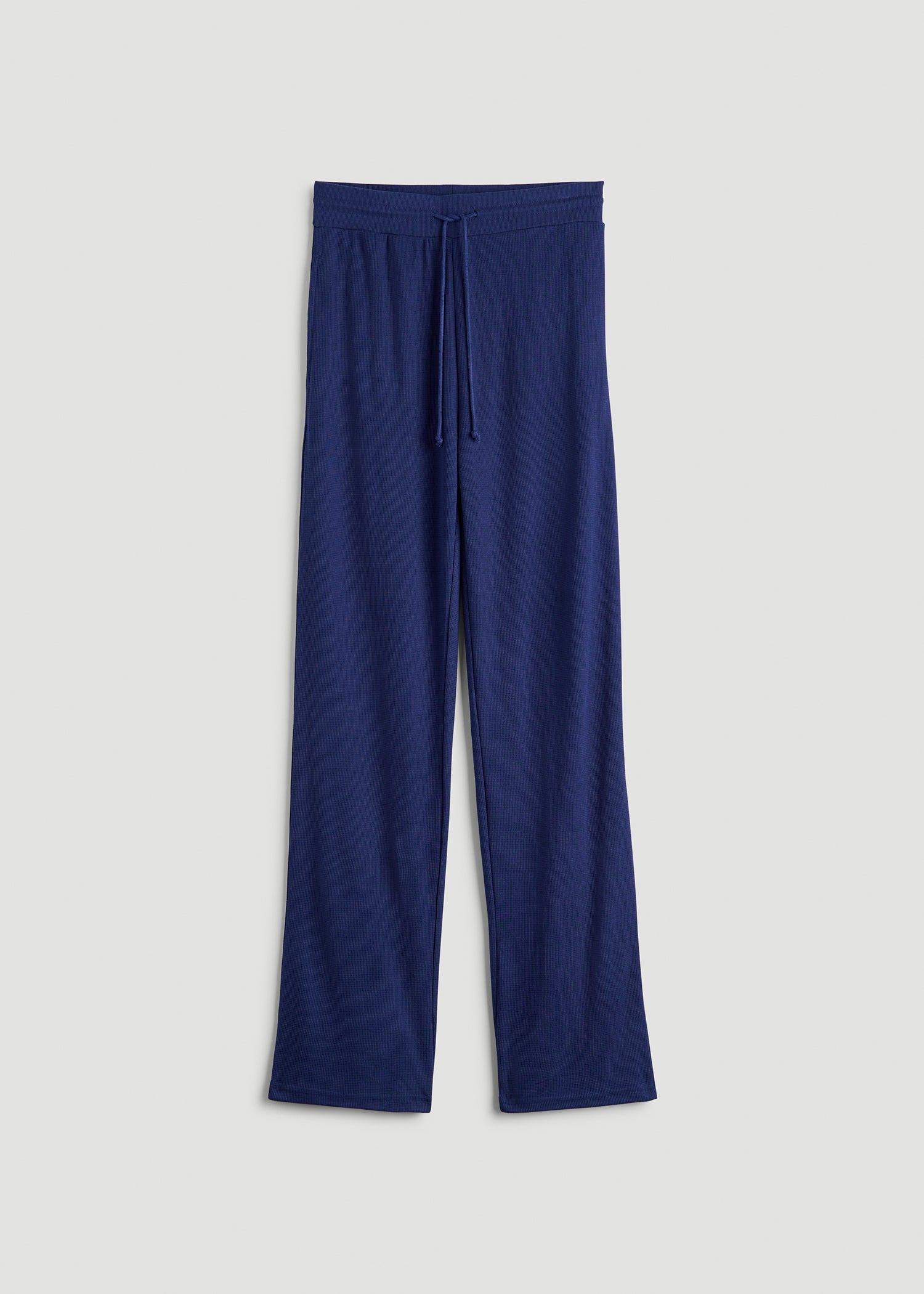 Open-Bottom Waffle Lounge Pants for Tall Women in Midnight Blue