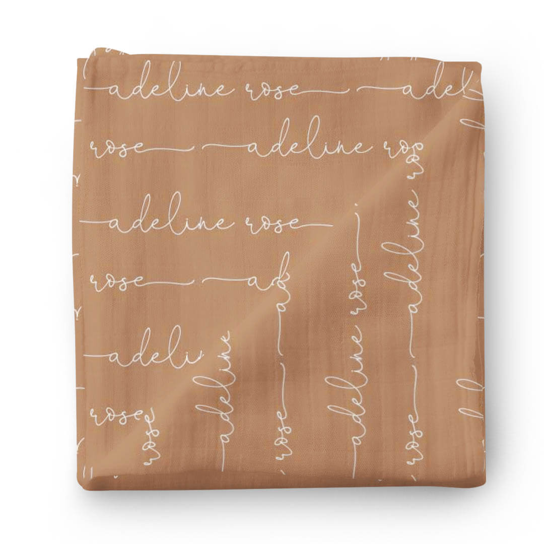 Personalized Camel Baby Name Swaddle Blanket - Script