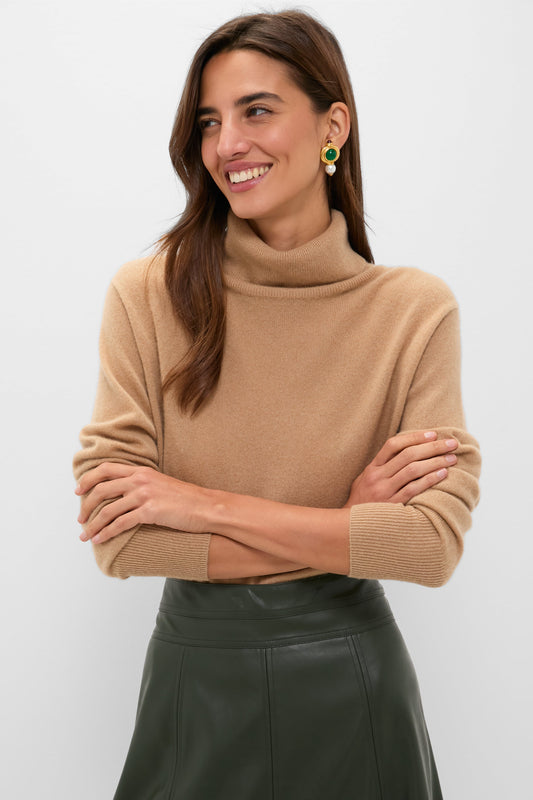 Camel Cashmere Turtleneck Sweater