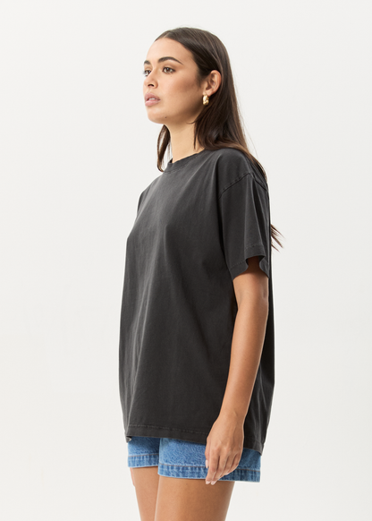 AFENDS Mens Genesis - Heavyweight Boxy Tee - Stone Black
