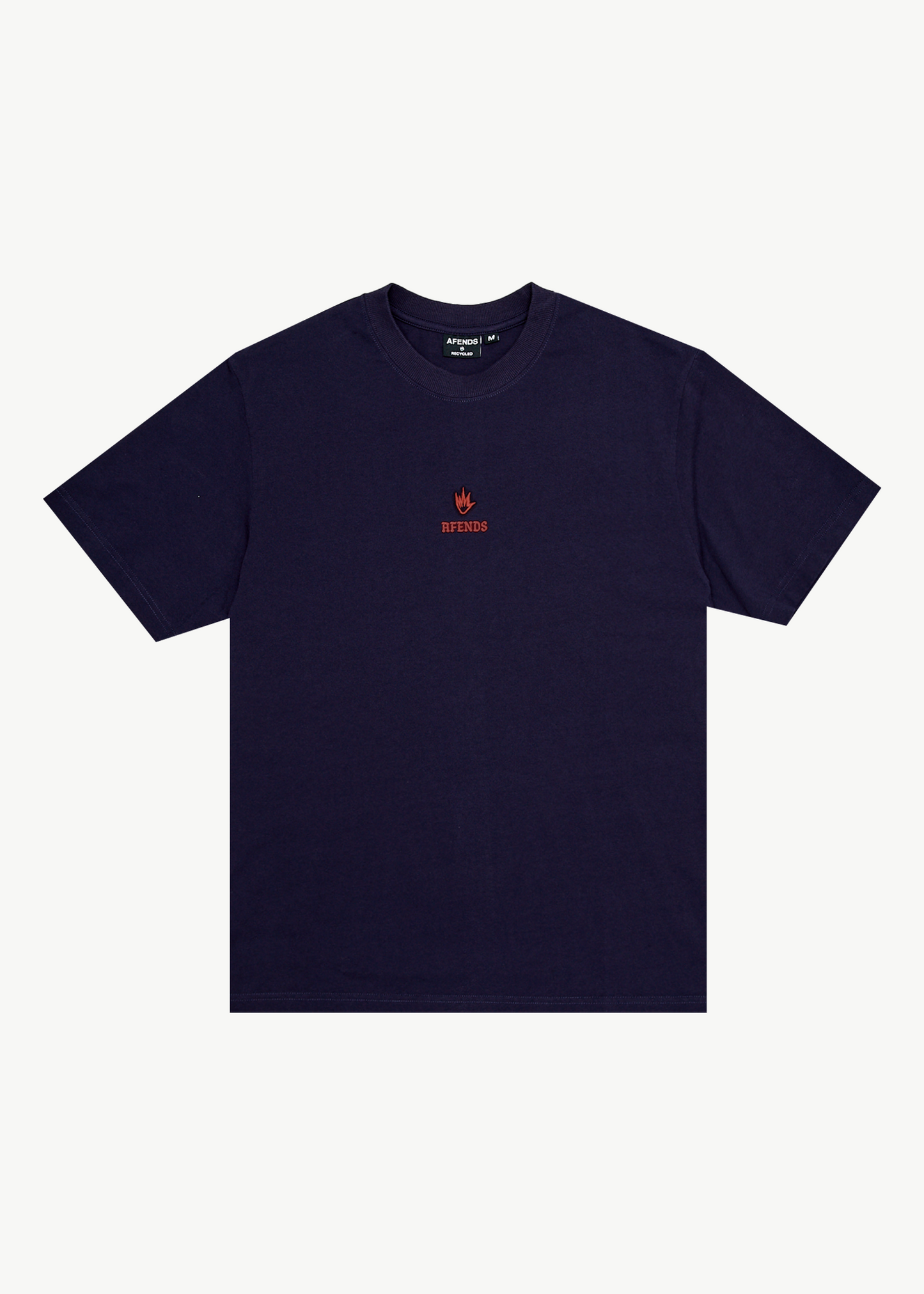 AFENDS Mens Burnin - Retro Tee - Deep Sea