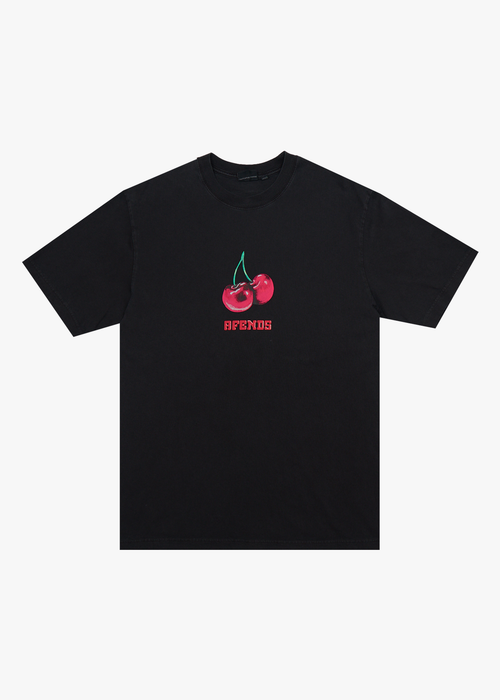 AFENDS Mens Abiza - Retro Tee - Stone Black