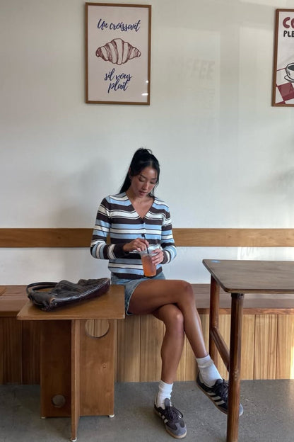 Misha Brown and Blue Stripe Button Down Cardigan - PRE ORDER