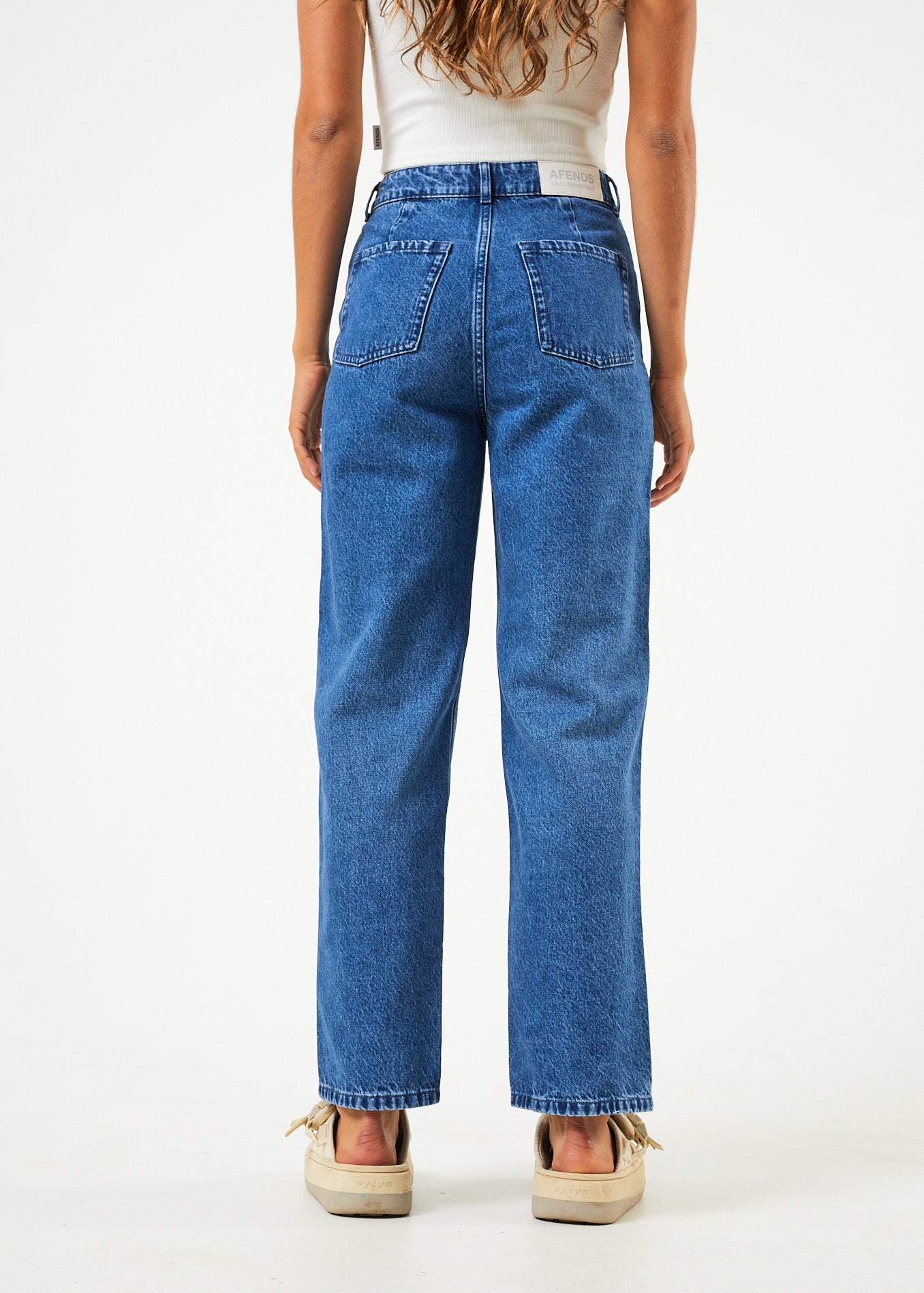 AFENDS Womens Shelby - Denim Wide Leg Jean Long - Authentic Blue
