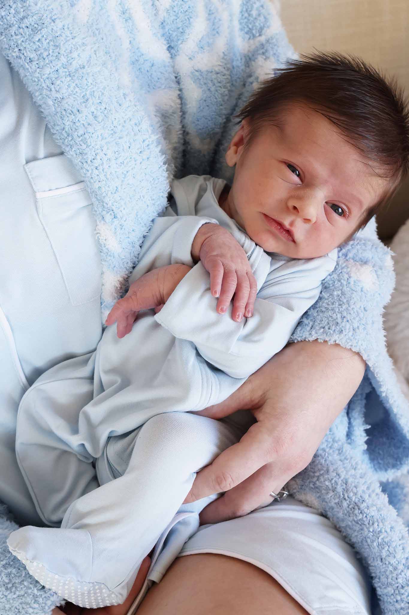 Baby Blue Bamboo Zipper Footie