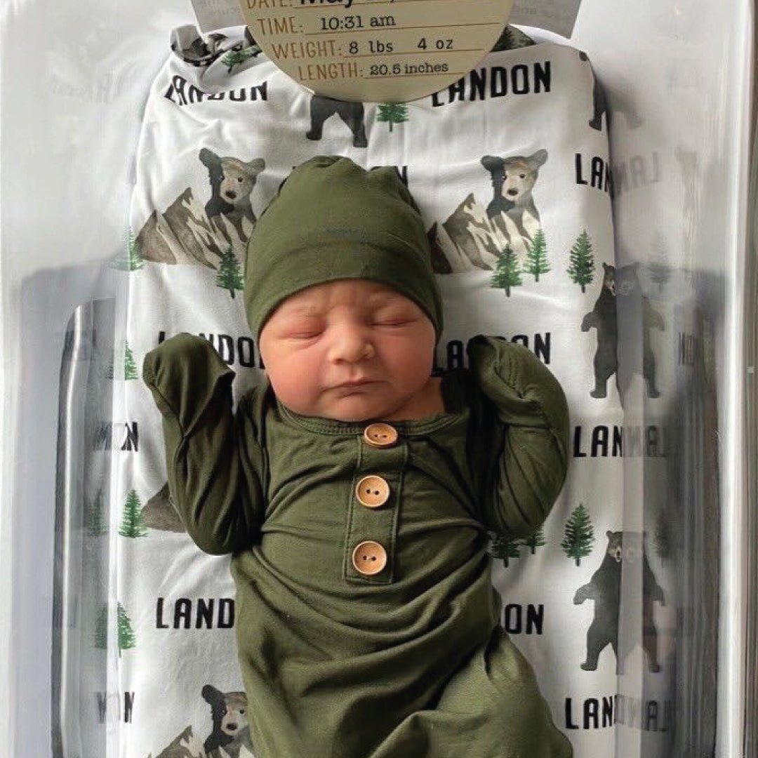 Brody's Bear Personalized Baby Name Swaddle Blanket