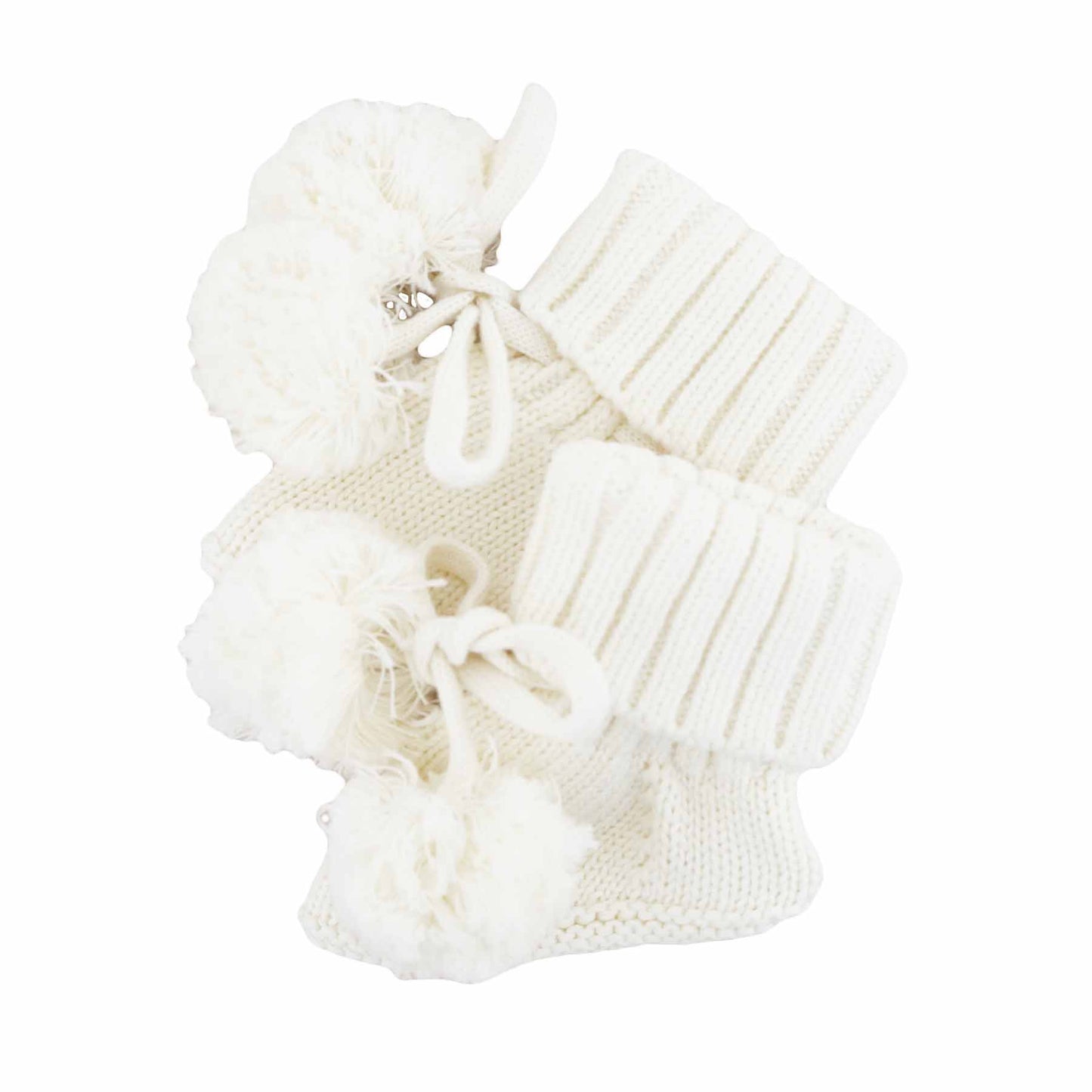 Knit Pom Pom Baby Booties