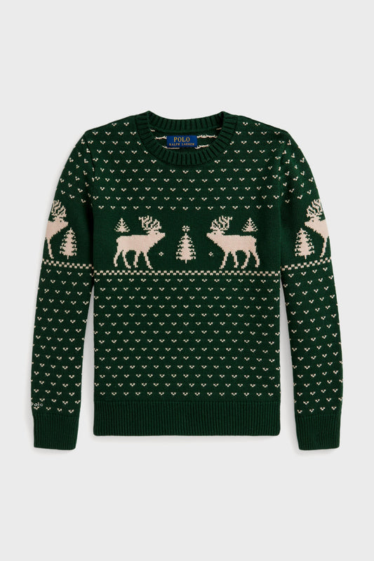 Boys Long-Sleeve Reindeer Sweater Coverall